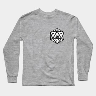 (Pocket) White D20 Dice (Black Outline) Long Sleeve T-Shirt